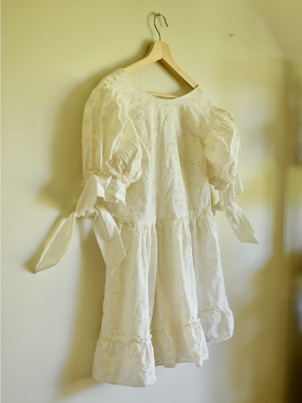 Sunday Best Eyelet Mini Dress XS | Cotton Linen Puff Sleeve Cottagecore White